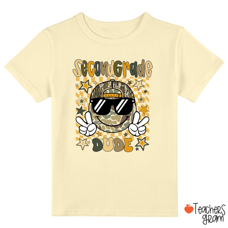 Personalized Grade Retro Camouflage Smiley Face Class T-Shirt
