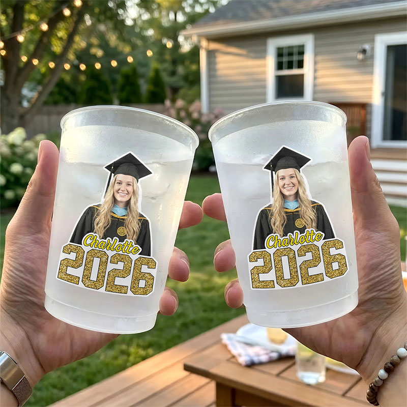 Personalized Graduation Photo And Year Teacher Plastic Cup