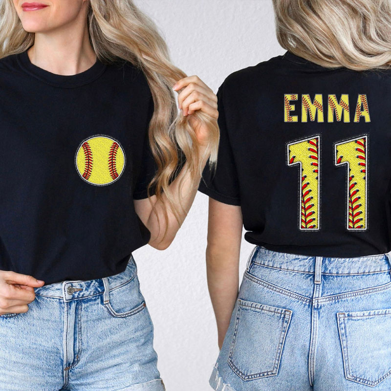 Personalized I Cheer For Him Teacher Two Sided T-Shirt