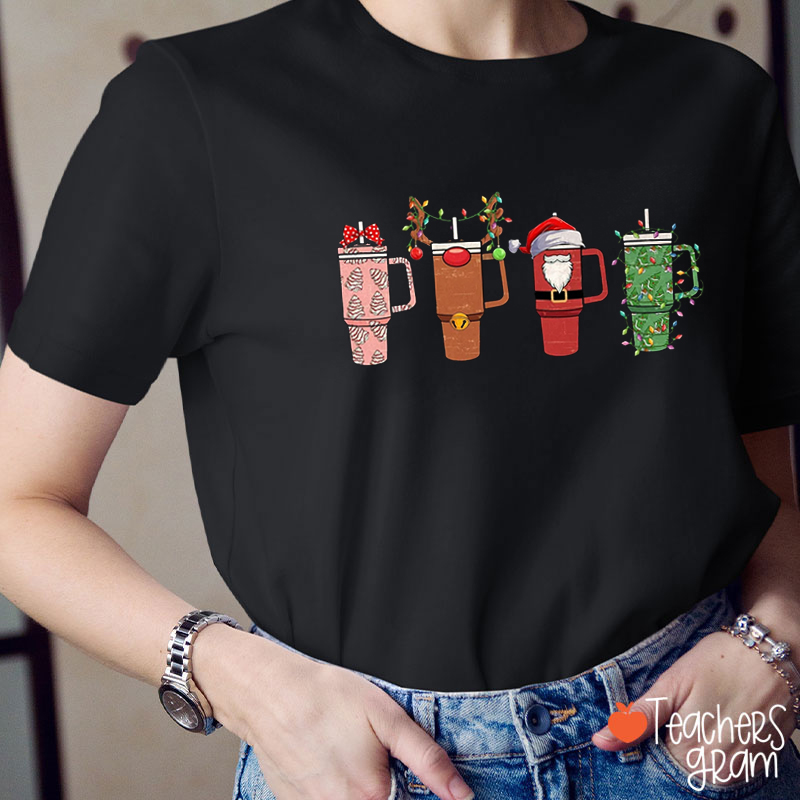 Christmas Thermos Coffee Teacher T-Shirt