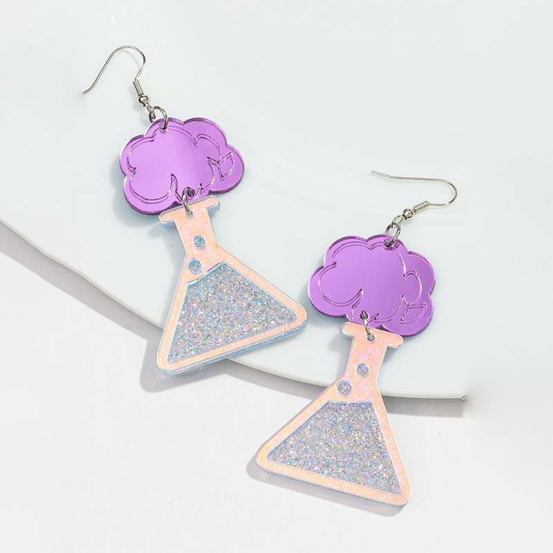 Glitter Science Beaker Teacher Acrylic Earrings