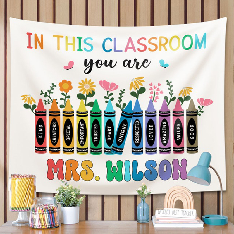 Personalized In This Class You Are Teacher Classroom Tapestry