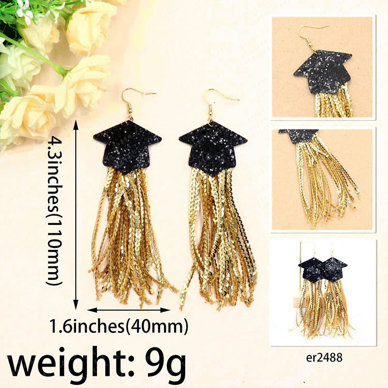 Tassel Graduation Cap Teacher Acrylic Earrings