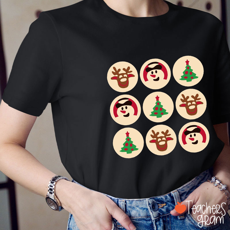 Cute Christmas Pattern Arrangement Christmas Teacher T-Shirt