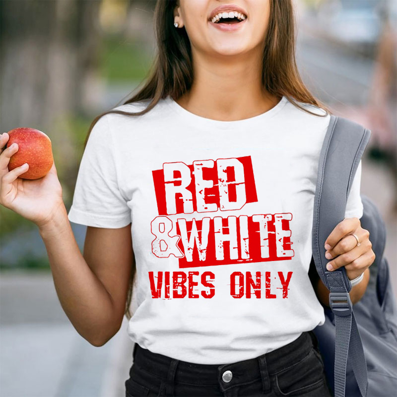 Personalized Two-color Design Vibes Only Teacher T-Shirt