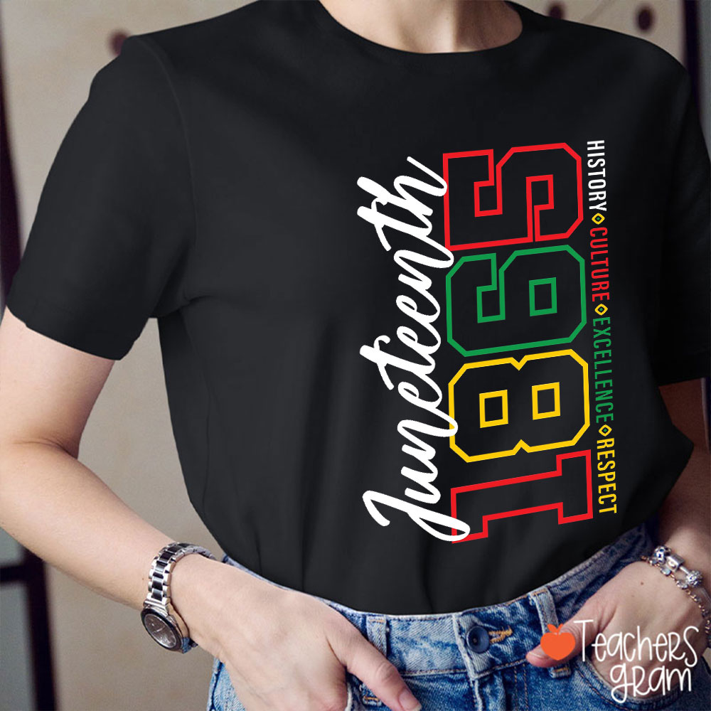 Juneteenth 1865 History Culture Excellence Respect Teacher T-Shirt