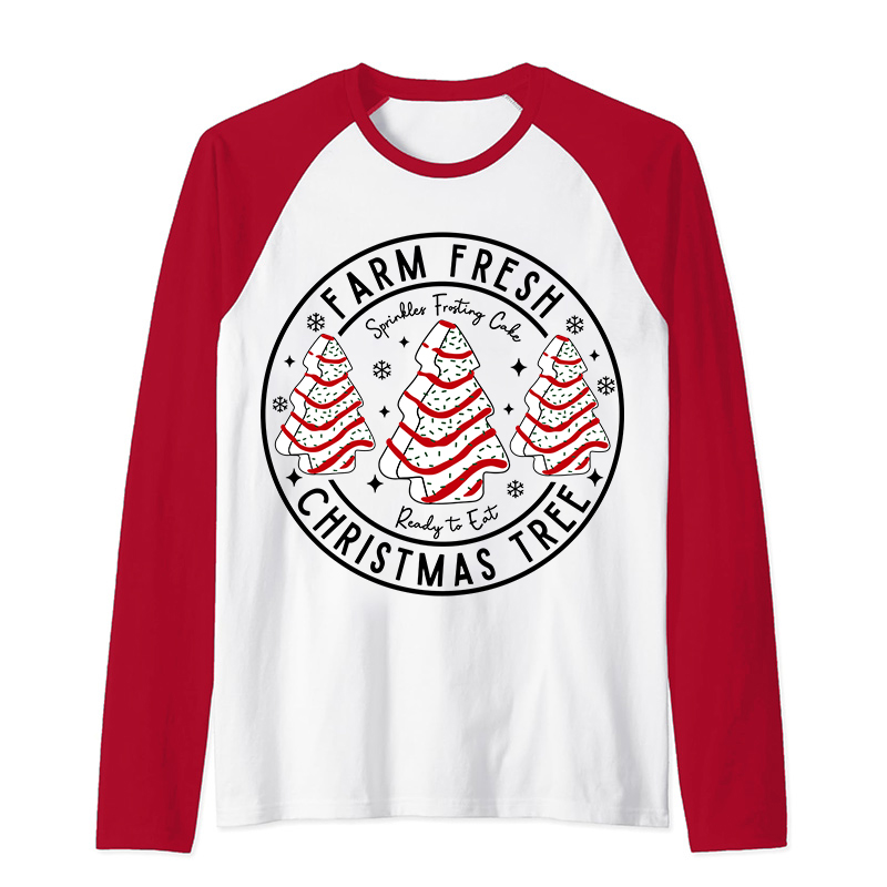 Farm Fresh Christmas Tree Teacher Raglan Long Sleeve T-Shirt