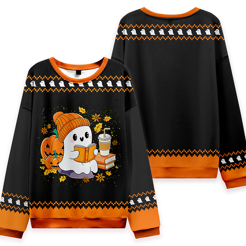 Reading Book Ghost Teacher Knit Sweatshirt