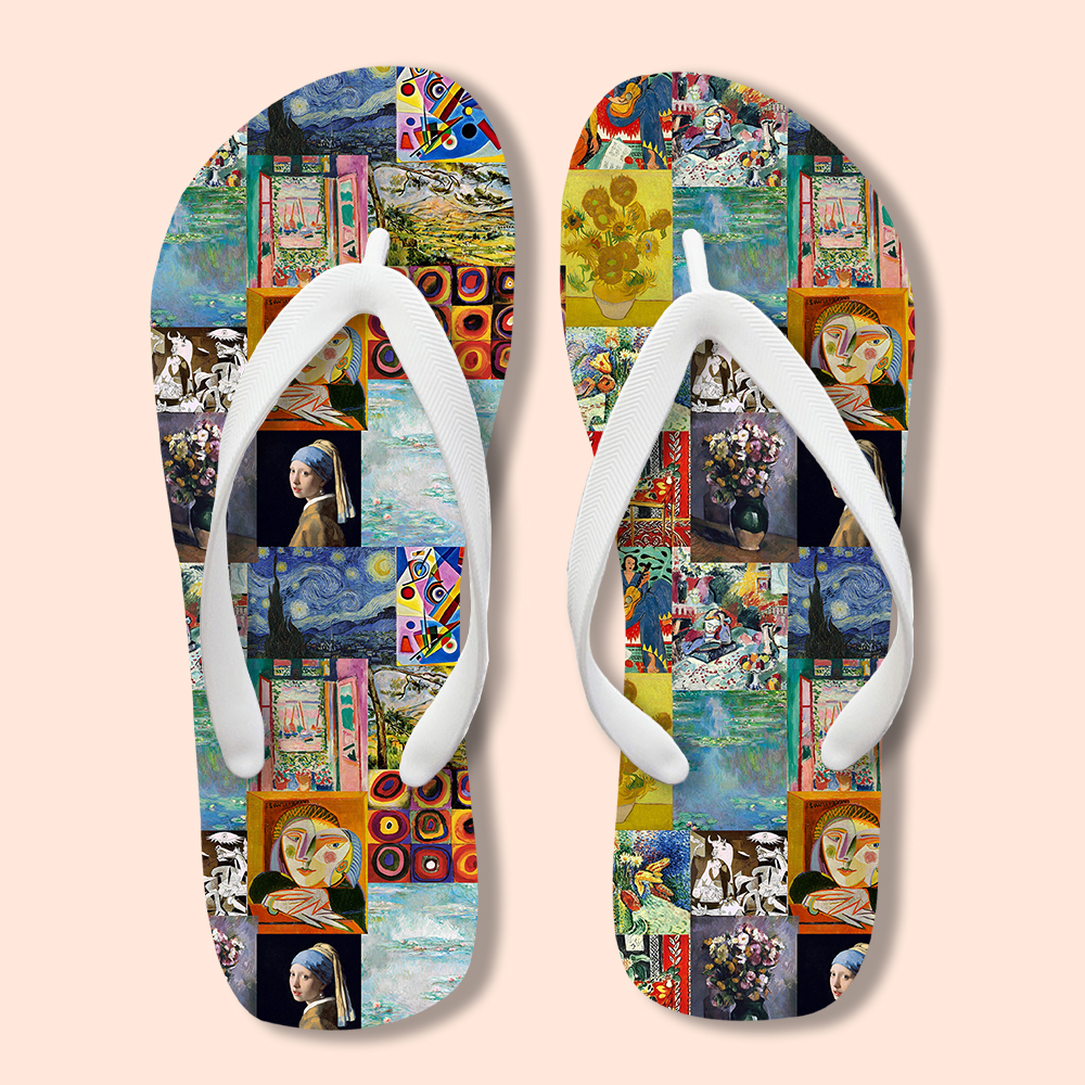 Falling Into The Ocean Of Art Teacher Flip Flops