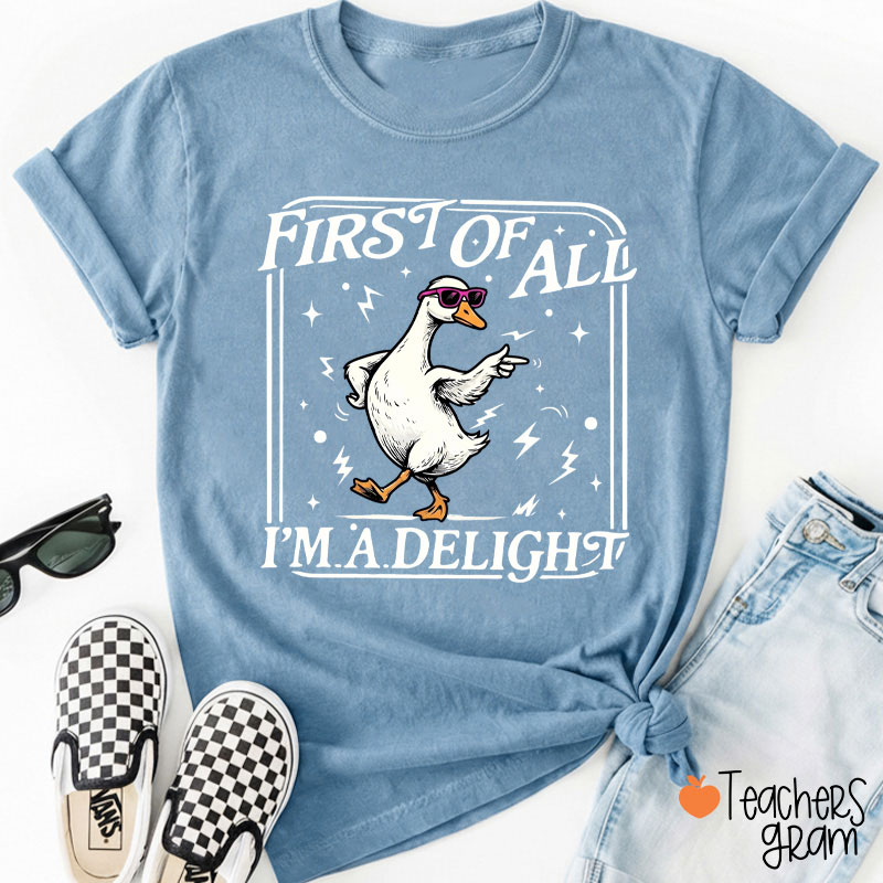 Silly Goose First Of All I'm A Delight Teacher T-Shirt