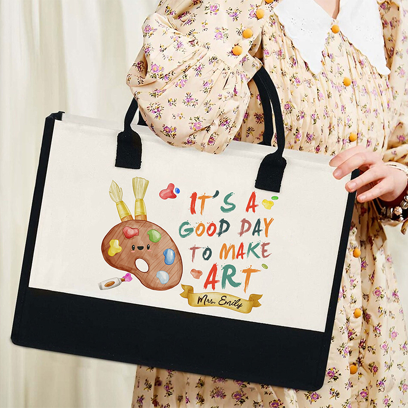 Personalized Palette It's A Good Day To Make Art Teacher Cotton Tote Bag