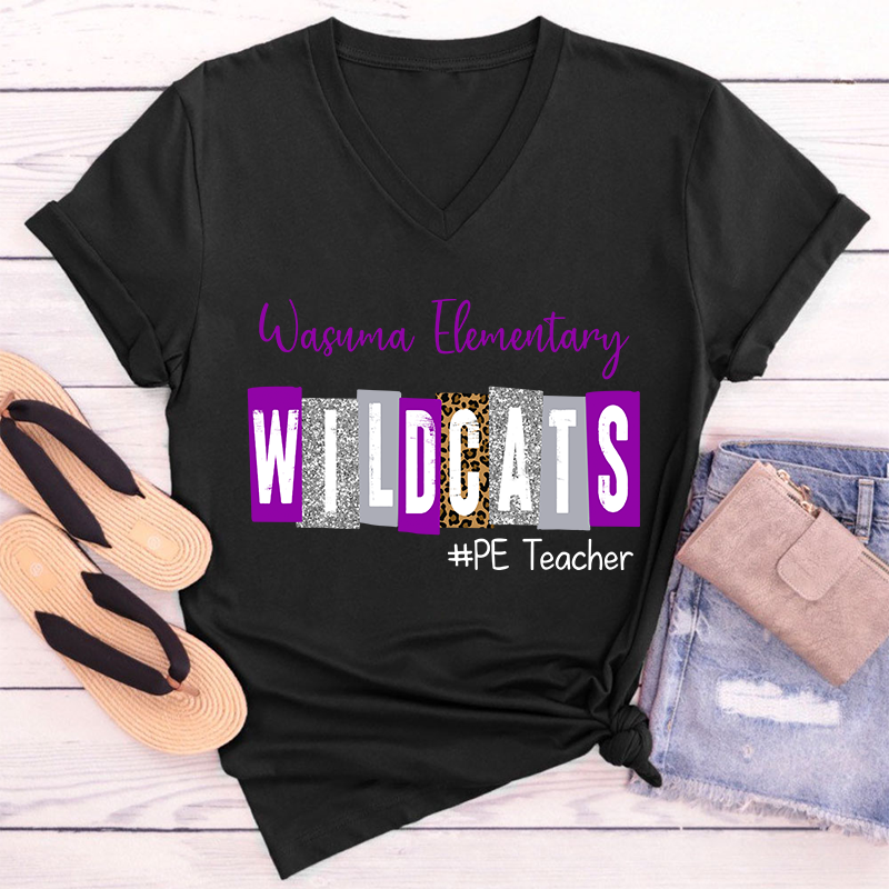 Personalized School Spirit Cheer For You Teacher Female V-Neck T-Shirt