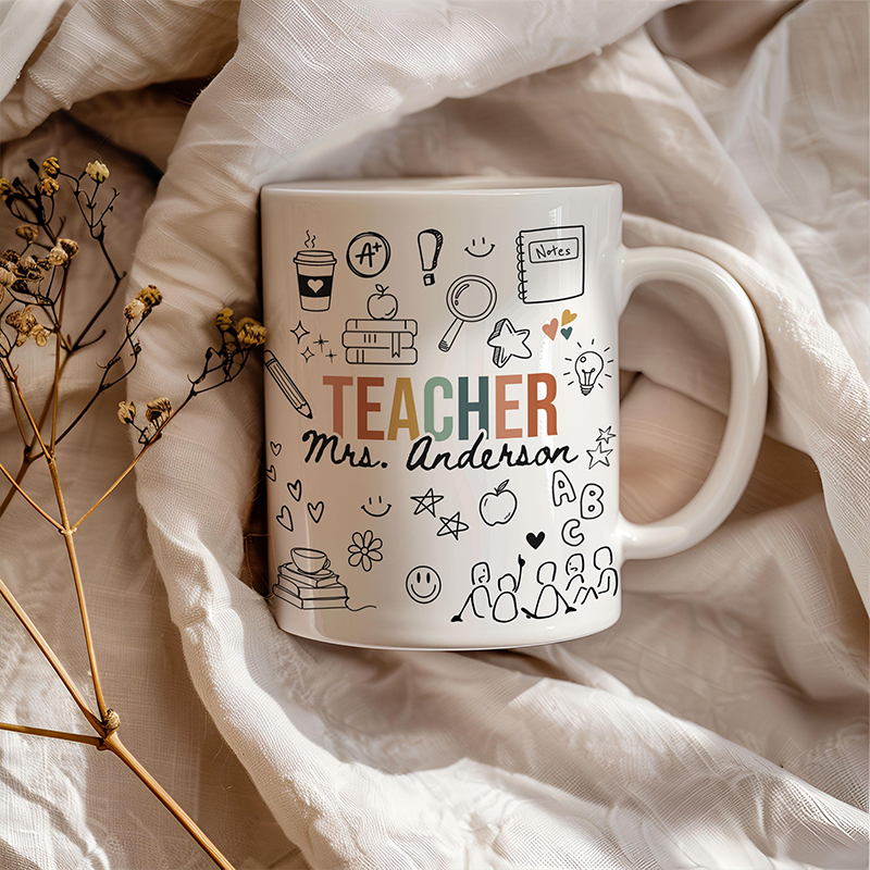 Personalized Name Stick Figure Teacher Mug