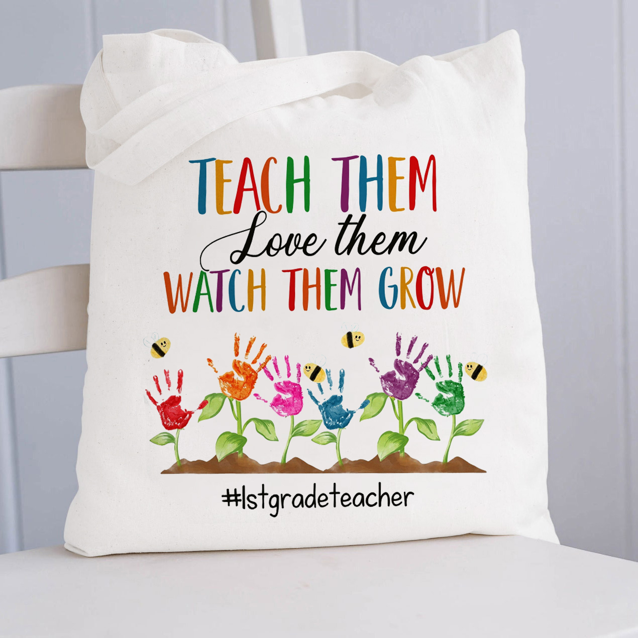 Personalized Love Them And Nurture Them To Grow Teacher Tote Bag