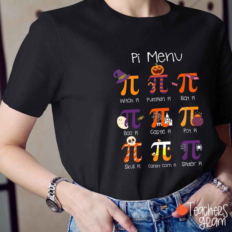 Pi Menu Halloween Teacher T-Shirt