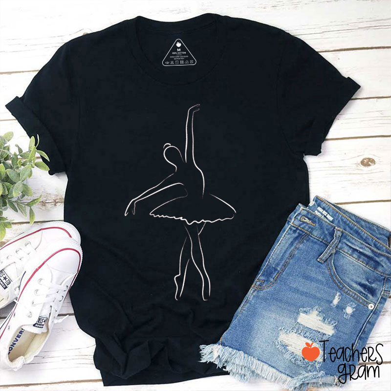 Ballet Girl Simple Strokes Teacher T-Shirt