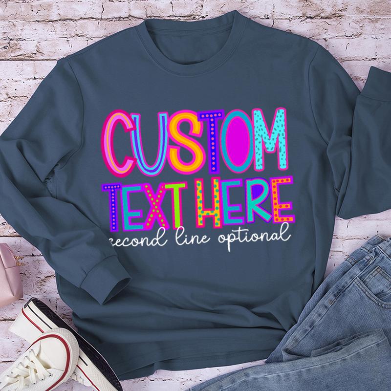 Personalized Name Neon Lights Teacher Long Sleeve T-Shirt