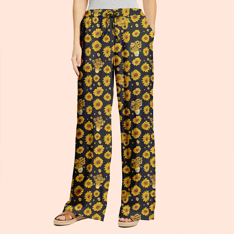 Art Sunflower Teacher Wide Leg Pants