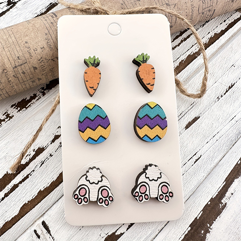 Rabbit Easter Egg Teacher Metal Earrings