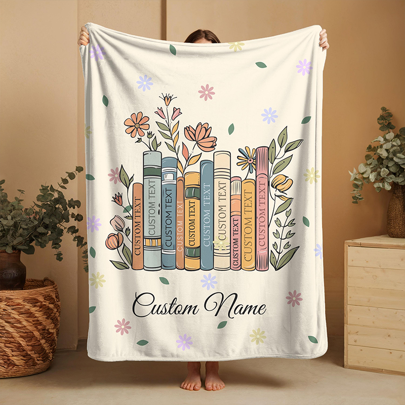 Personalized Name And Book's Title Booklover Reading Teacher Blanket