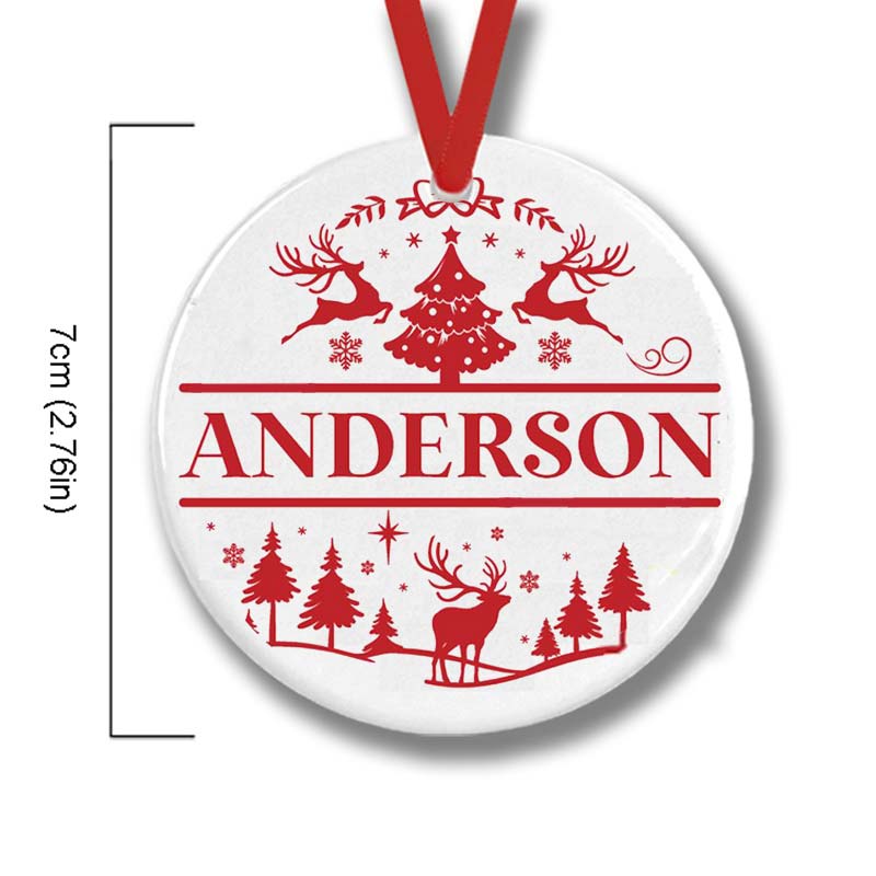 Personalized Name Reindeer Christmas Tree Teacher Ceramic Christmas Ornament