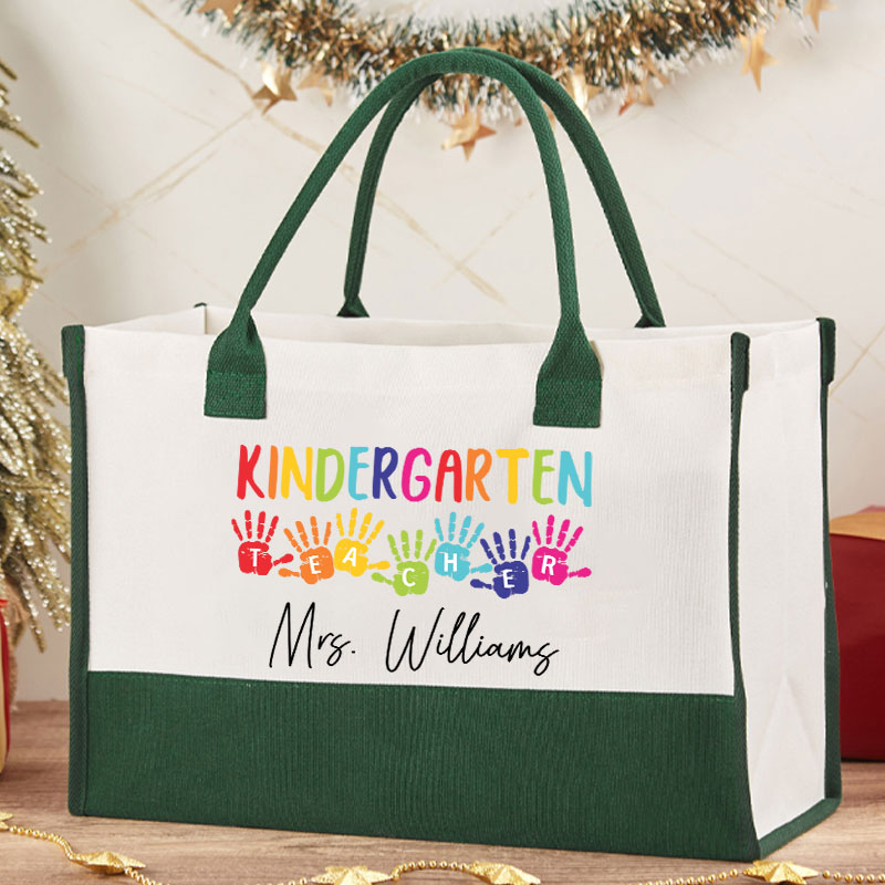Personalized Students' Palms Teacher Cotton Tote Bag
