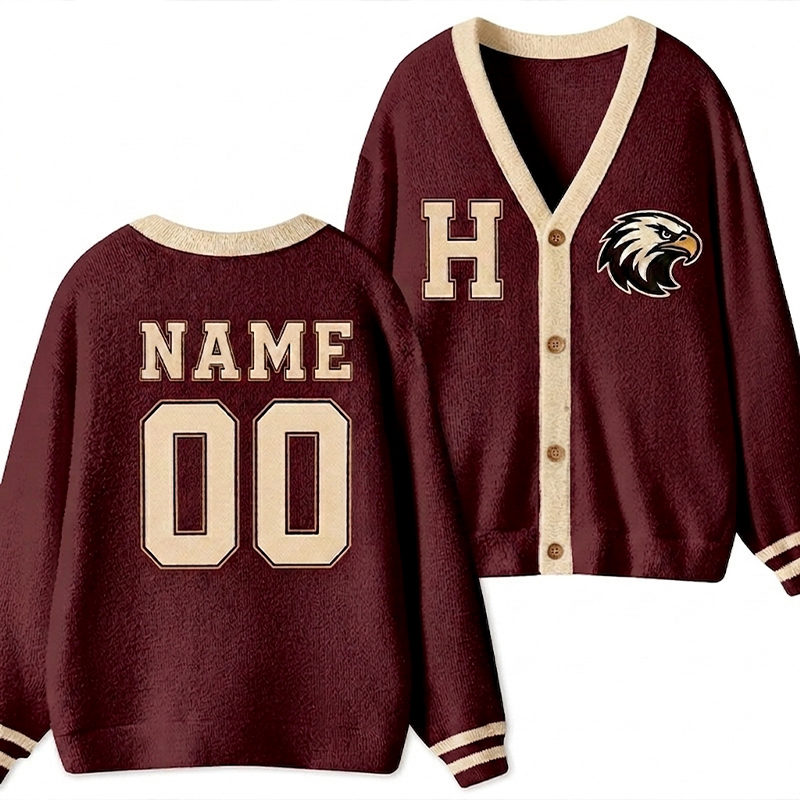 Personalized Mascot Sport Name Number Teacher Ugly Cardigan Sweaters