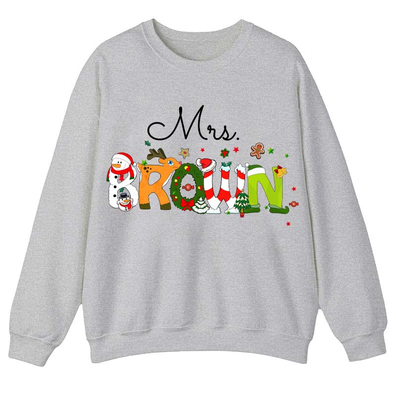 Personalized Christmas Style Teacher Sweatshirt