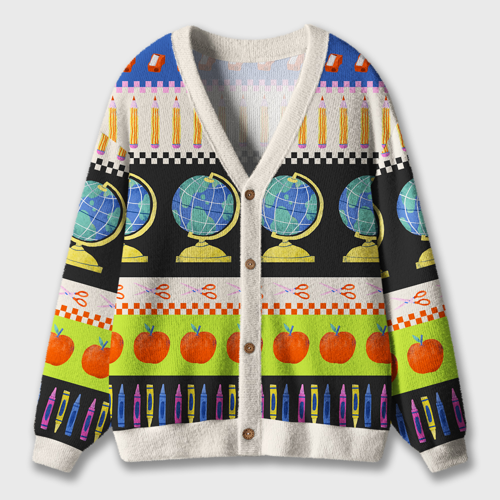 Surrounded By Teaching Materials Teacher Ugly Cardigan Sweaters