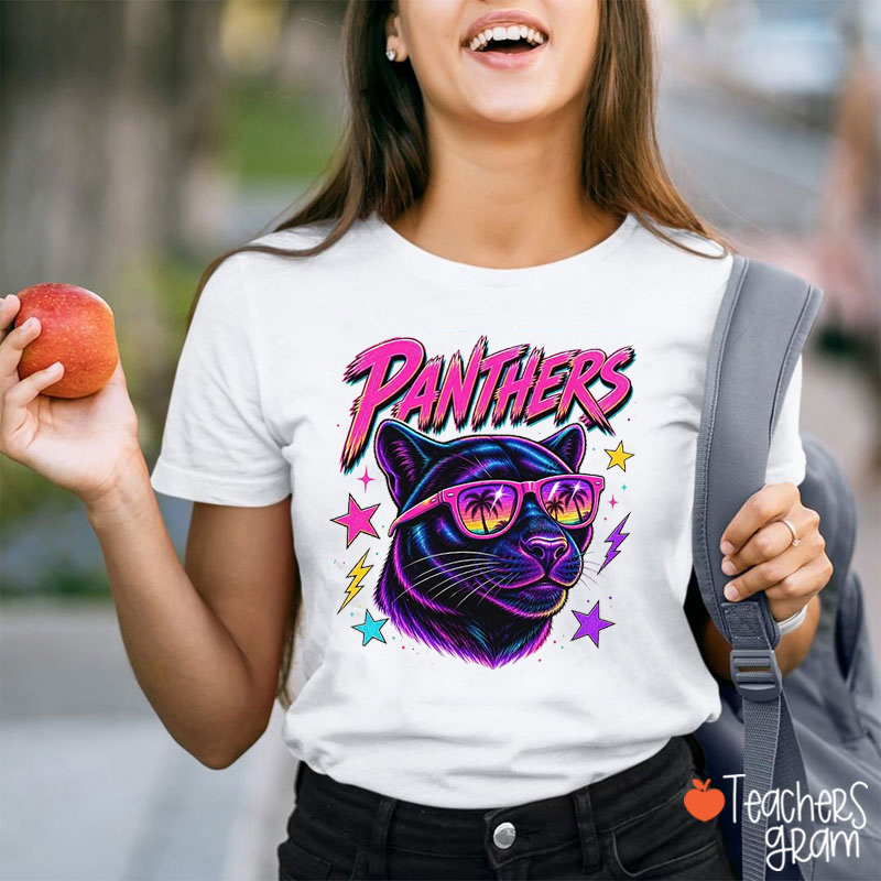 Personalized Mascot Retro Neon Sunglass Animal Comfort Colors Teacher T-Shirt