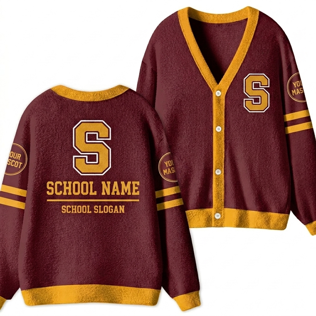 Personalized School Name Mascot And Slogan Teacher Ugly Cardigan Sweaters
