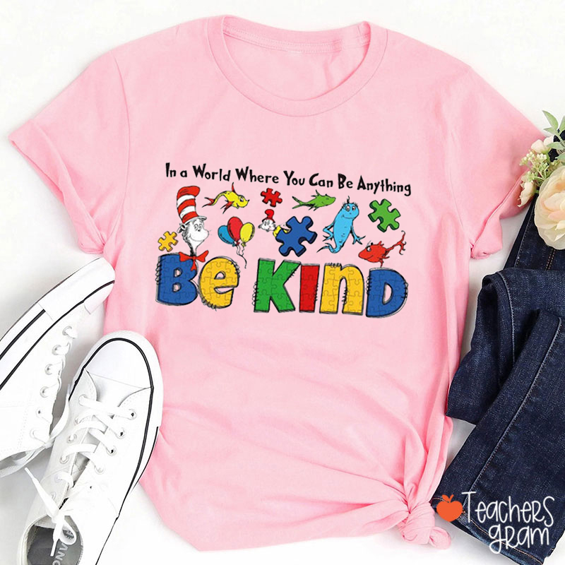 Be Kind Autism Awareness Teacher T-Shirt