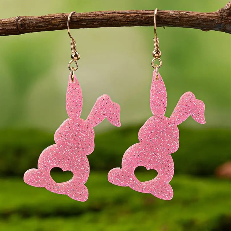 Hollow Heart Rabbit Teacher Acrylic Earrings
