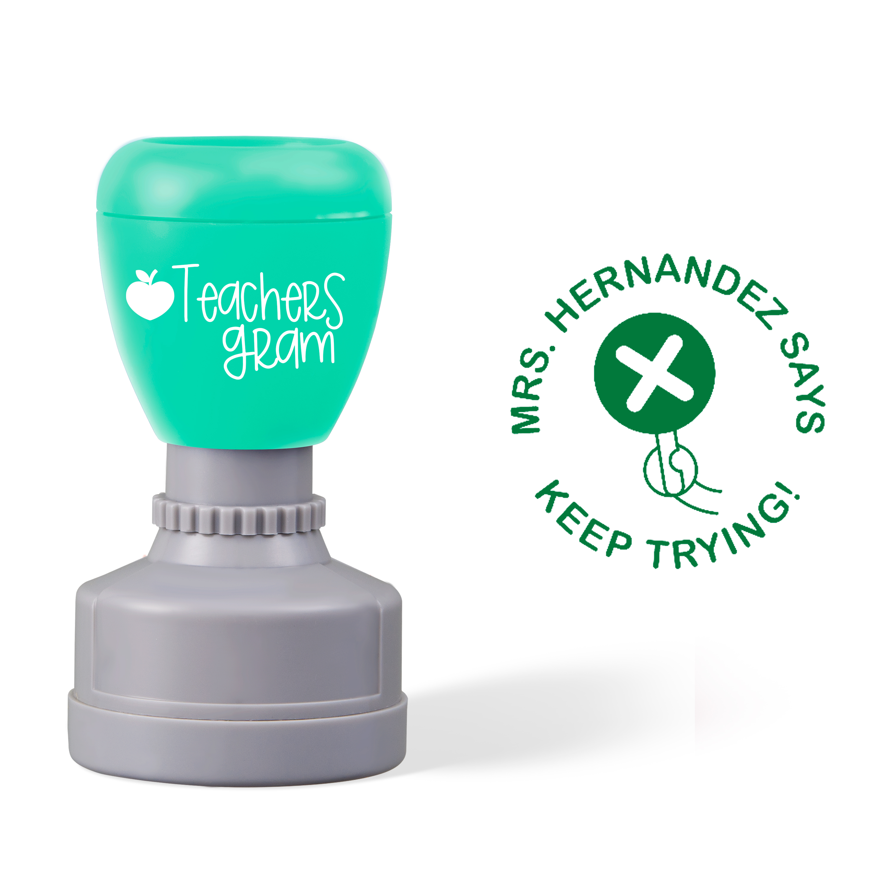 Personalized Name Keep Trying Teacher Stamp