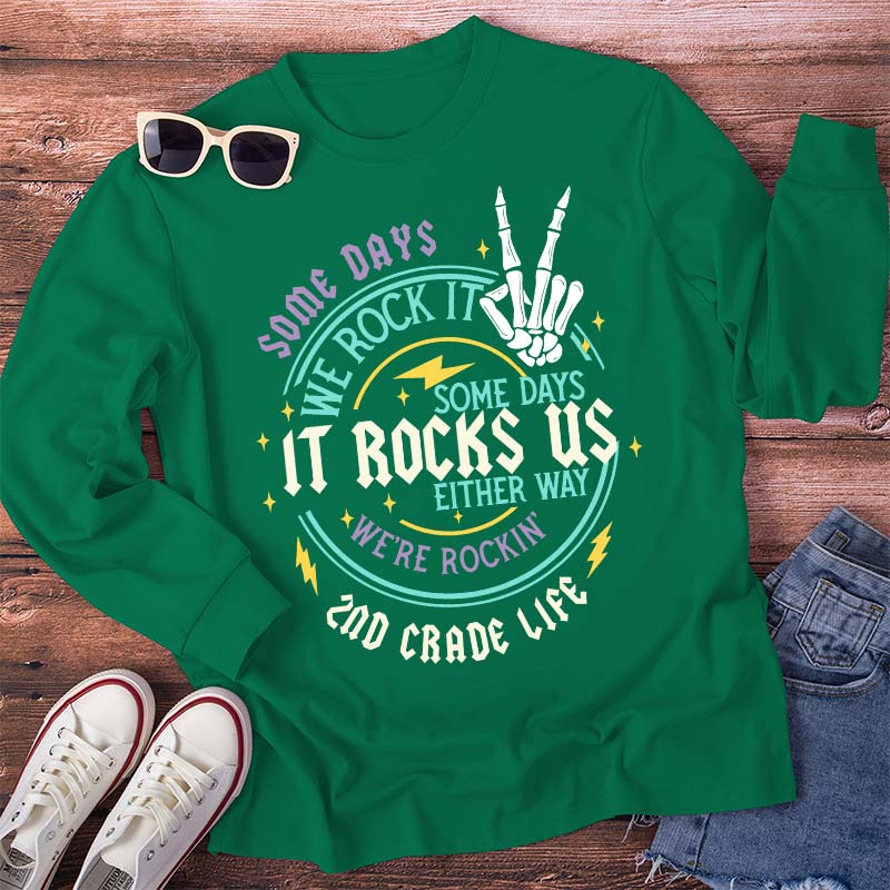 Personalized Grade Rock This School Teacher Long Sleeve T-Shirt