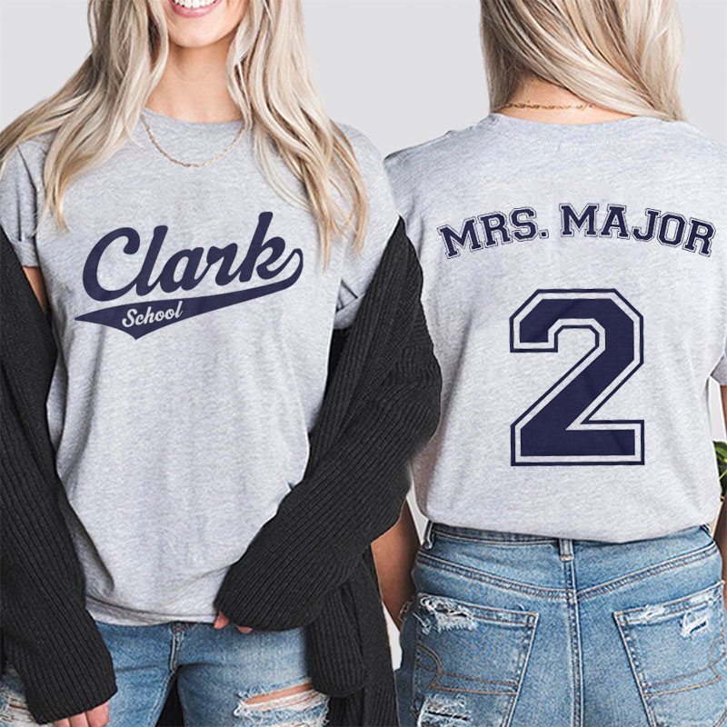 Personalized Sports Baseball Style Team Teacher Two Sided T-Shirt