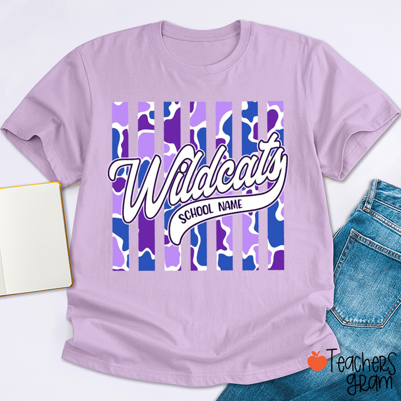Personalized Mascot Floral Varsity Letters Teacher T-Shirt