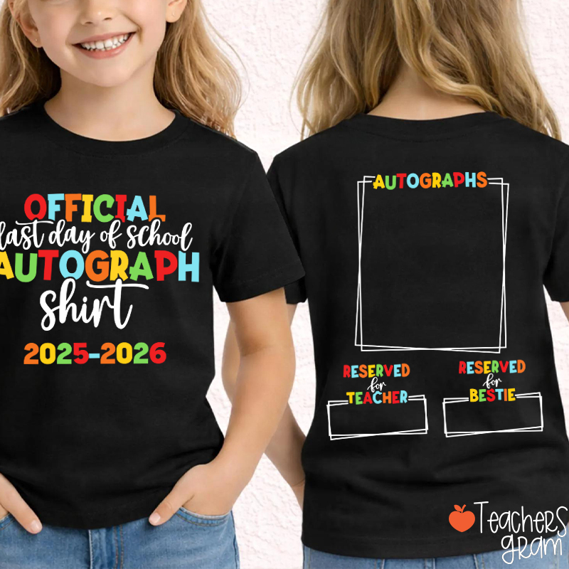 Personalized Last Day Of School Autograph Class Two Sided T-Shirt