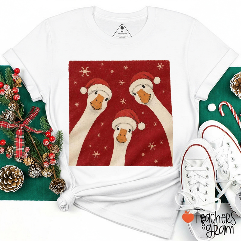 Silly Goose Christmas Trio Teacher T-Shirt