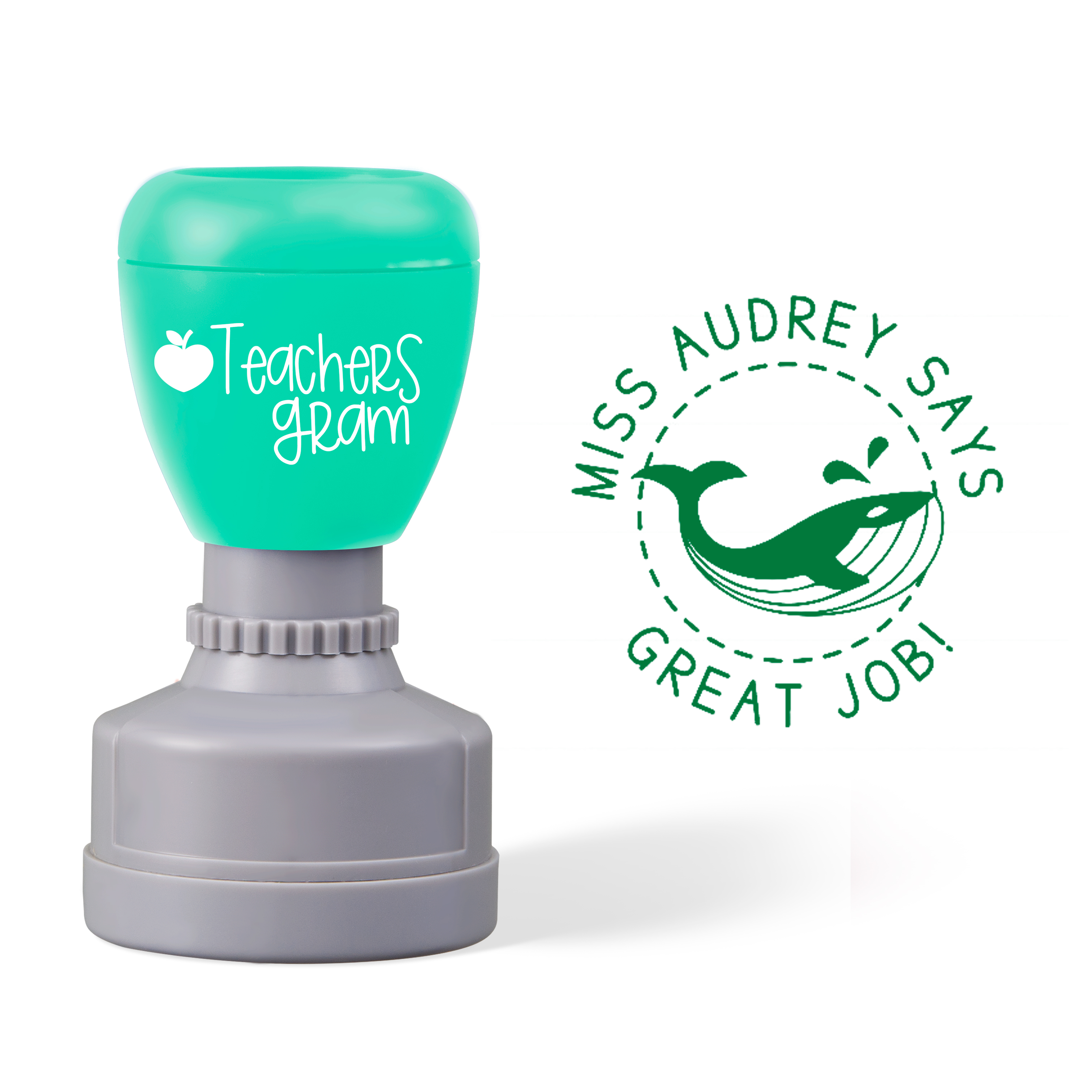 Personalized Name Great Job Whale Teacher Stamp
