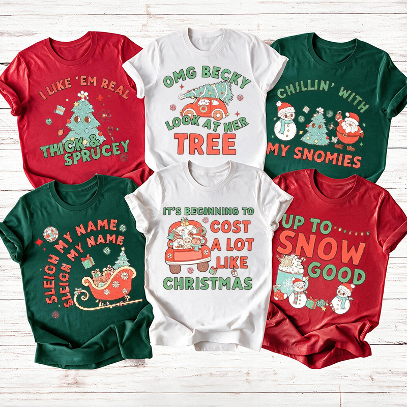 Personalized Retro Funny Christmas Cartoon Collection Teacher T-Shirt