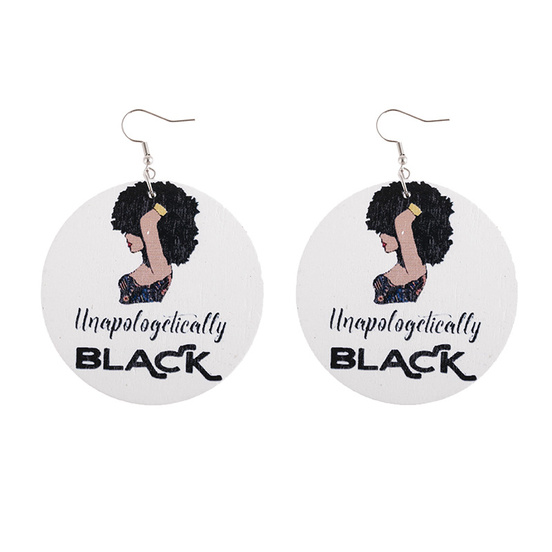 African Print Teacher Wooden Earrings