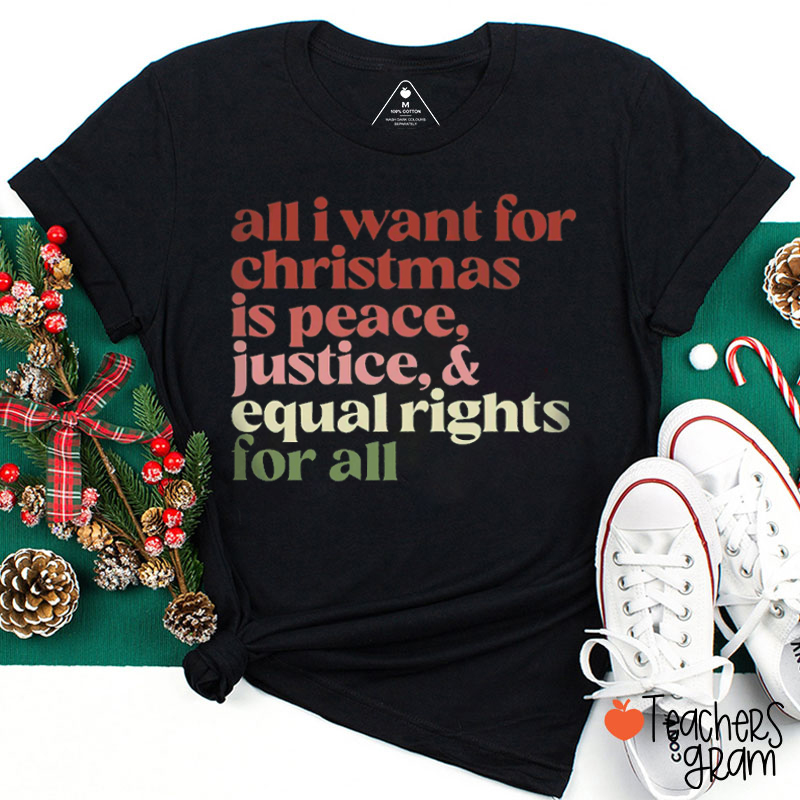All I Want For Christmas Is Equal Rights For All Teacher T-Shirt