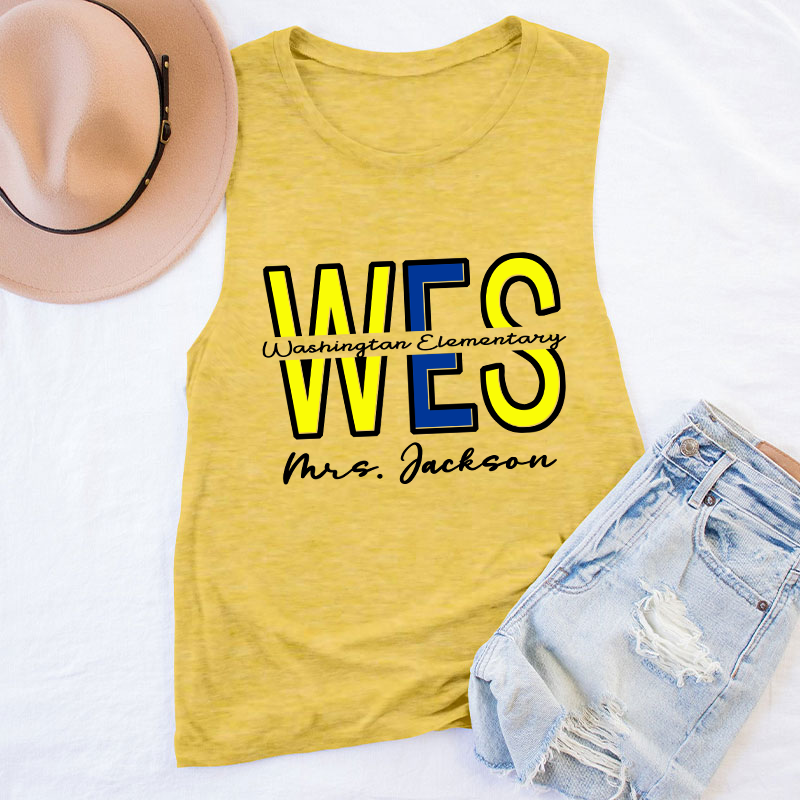 Personalized School Name Abbreviation School Color Teacher Tank Top