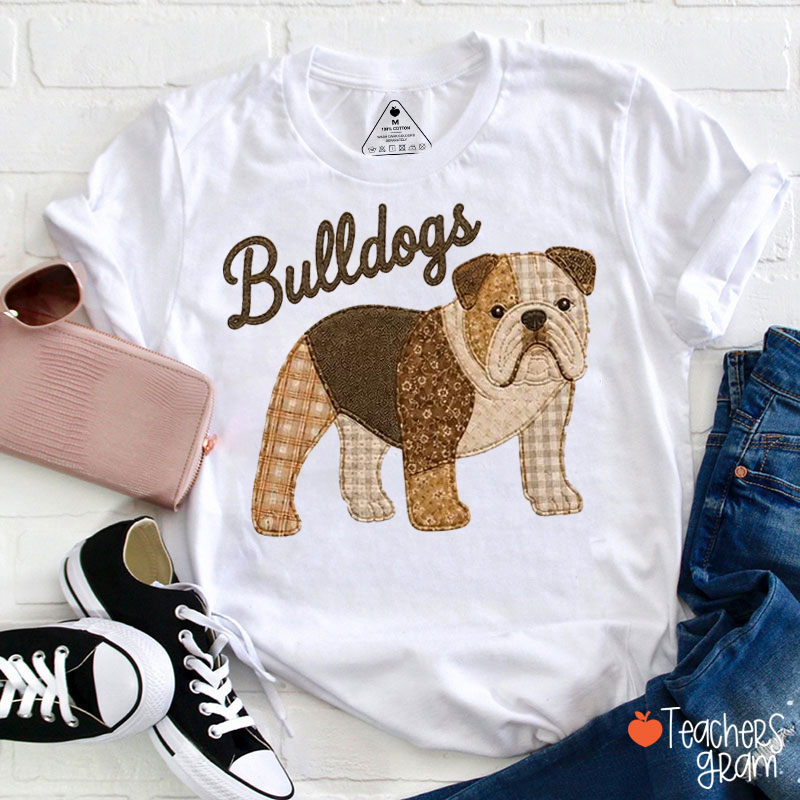 Personalized Mascot Faux Pathwork Animal Teacher T-Shirt