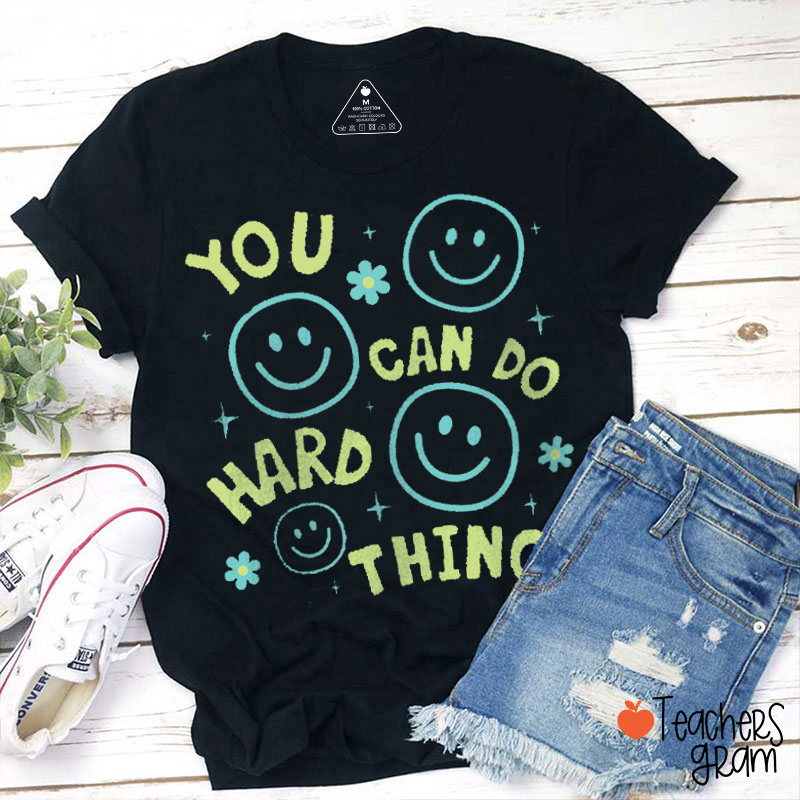 You Can Do Hard Things Cute Face Retro Teacher T-Shirt