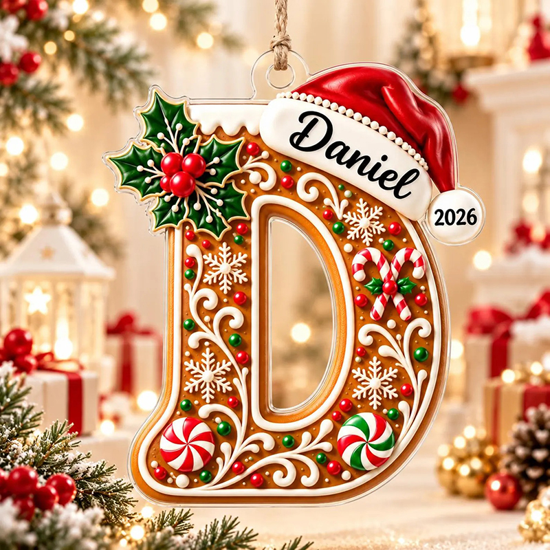 Personalized Gingerbread Alphabet Christmas Name Ornament