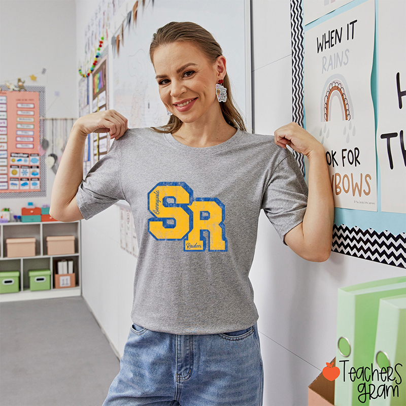 Personalized Distressed Retro School Mascot Teacher T-Shirt