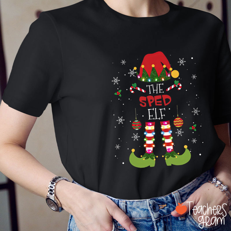 Personalized Text The Teacher Elf Teacher T-Shirt