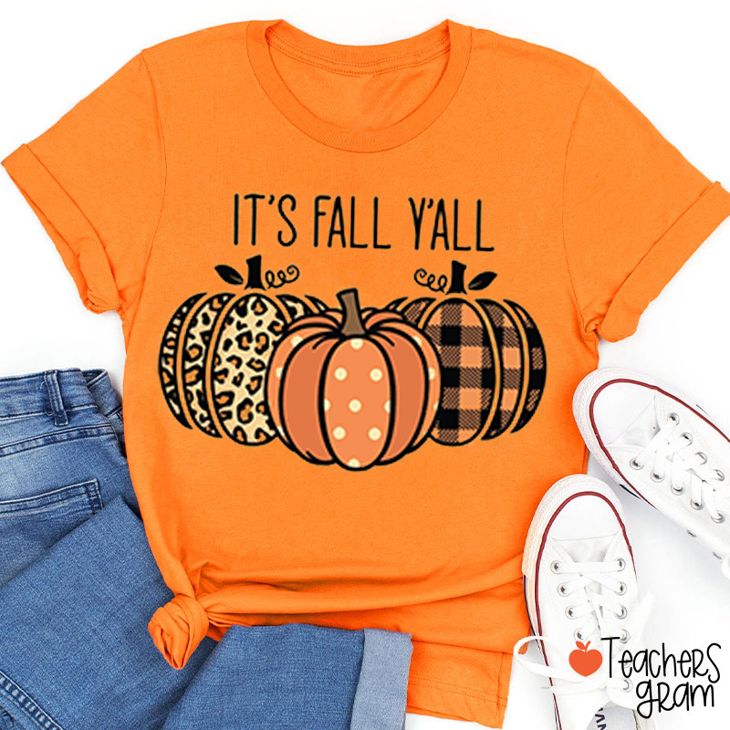 It's Fall Y'all Cute Pumpkin Teacher T-Shirt
